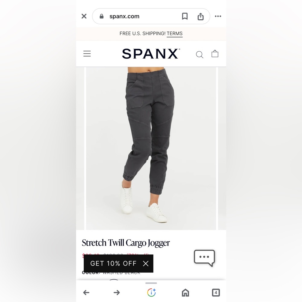 Spanx Stretch Twill Cargo Jogger in Washed Black in size SM - NWT